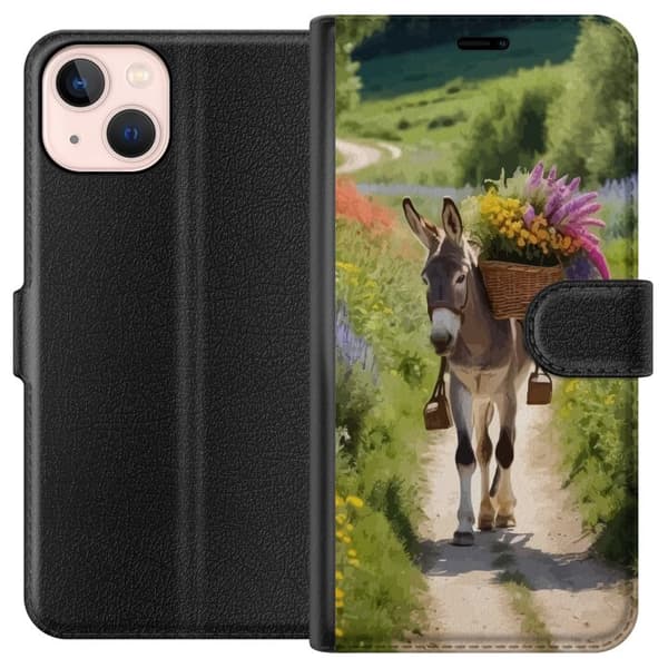 Apple iPhone 13 mini Lommeboketui Esel Dyremotiv Rolig Design Naturmotiv Populær Dekor Humor Grafisk Dyremotiv Eksotisk
