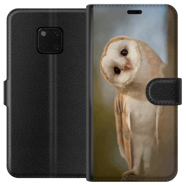 Huawei Mate 20 Pro Plånboksfodral Uggla Nyfiken Blick Fågelmotiv Skog Natur Grafiskt Design Populärt Motiv Djur Tema Dekoration
