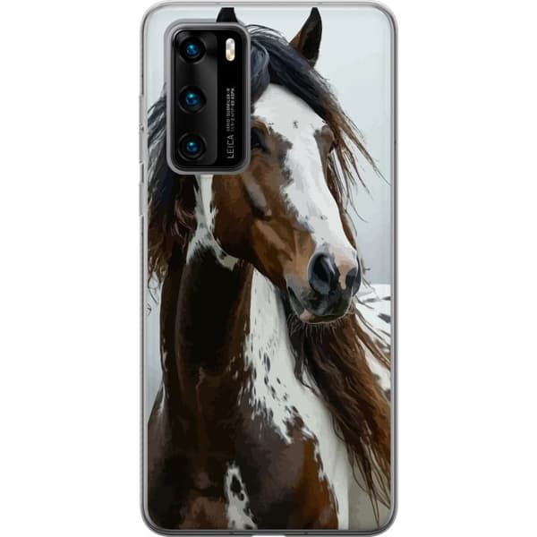 Huawei P40 Genomskinligt Skal Häst Djurmotiv Grafisk Design Natur Kraftfullt Motiv Populär Väggkonst Djurtema Ridning