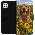 Miniatyrbild 1 av 3: Huawei P40 lite Plånboksfodral Golden Retriever Solrosfält Hundmotiv Natur Sommar Design Populärt Hundras Familjefavorit