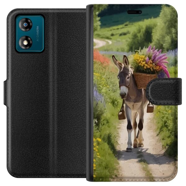 Motorola Moto E13 Tegnebogsetui Æsel Dyremotiv Rolig Design Naturmotiv Populær Dekoration Humor Grafisk Dyretema Eksotisk