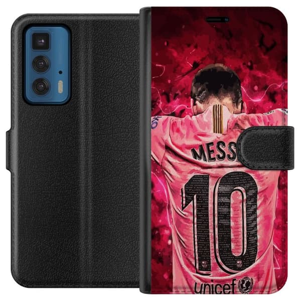 Motorola Edge 20 Pro Plånboksfodral Messi Fotboll Barcelona Argentina Motiv Legendarisk Spelare FC Barcelona Nummer 10 Sport Fotboll