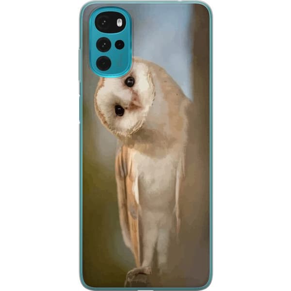 Motorola Moto G22 Genomskinligt Skal Uggla Nyfiken Blick Fågelmotiv Skog Natur Grafiskt Design Populärt Motiv Djur Tema Dekoration