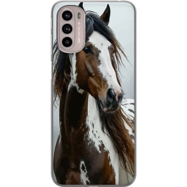 Motorola Moto G41 Gennemsigtig cover Hest Dyrsmotiv Grafisk Design Natur Kraftfuldt Motiv Populært Vægkunst Dyretema Ridning