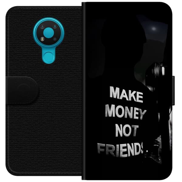 Nokia 3.4 Plånboksfodral Make Money Not Friends Citat Streetwear Textmotiv Trend Pengar Livsstil Grafiskt Motiv Urban Fashion