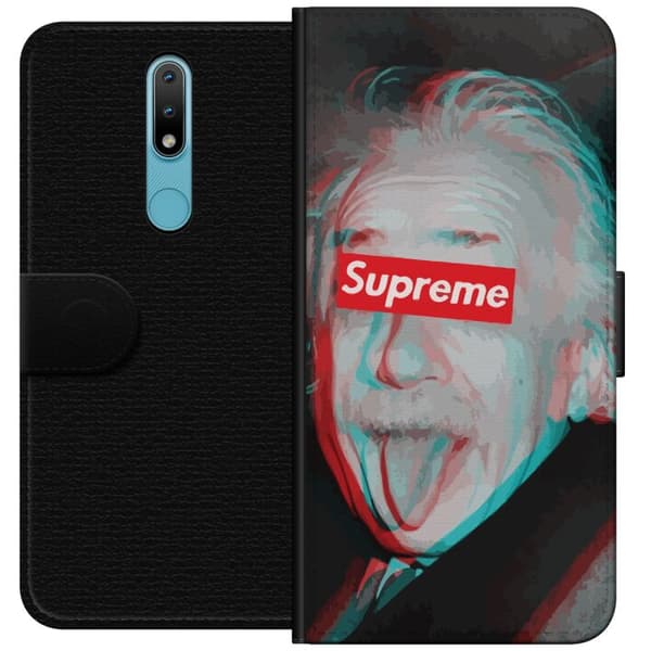 Nokia 2.4 Plånboksfodral Supreme Albert Einstein 3D Motiv Streetwear Design Populär Vetenskap Ikoniskt Grafiskt Urban Art