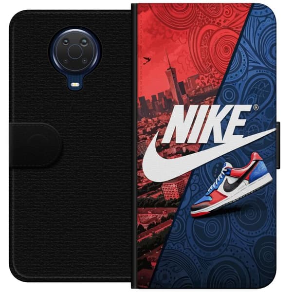 Nokia G20 Tegnebogsetui Nike Logo Rød Blå Sneakers Stil Sport Mode Populært Swoosh Motiv Træningstøj Grafisk Ikon
