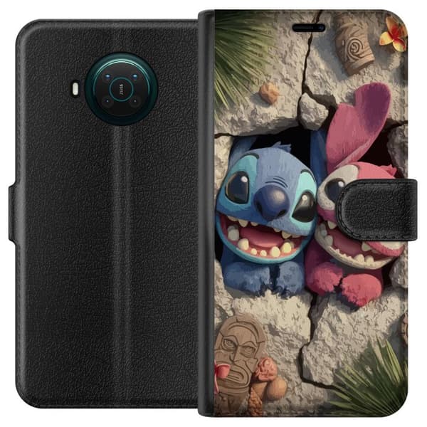 Nokia X10 Plånboksfodral Stitch Angel Lilo & Stitch Motiv Disney Kärlek Seriefigur Populär Blå Alien Rolig Disneyfilm