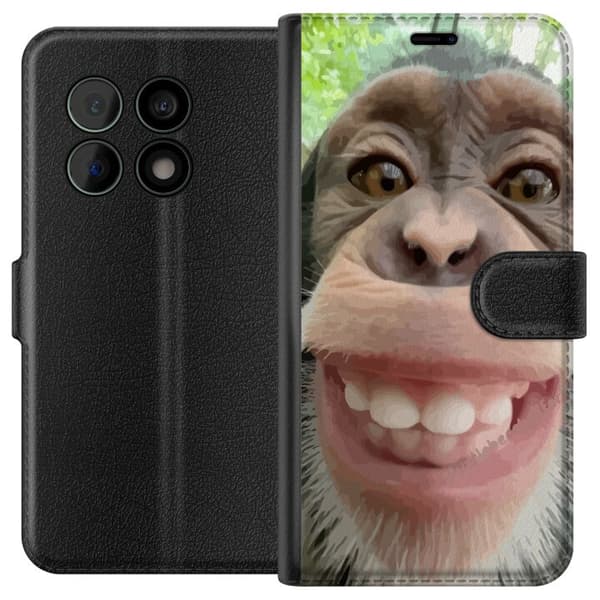 OnePlus 10 Pro Lommeboketui Ape Selfie Rolig Grafisk Design Ape Djurmotiv Trend Roligt Motiv Populært Urban Kunst Stil