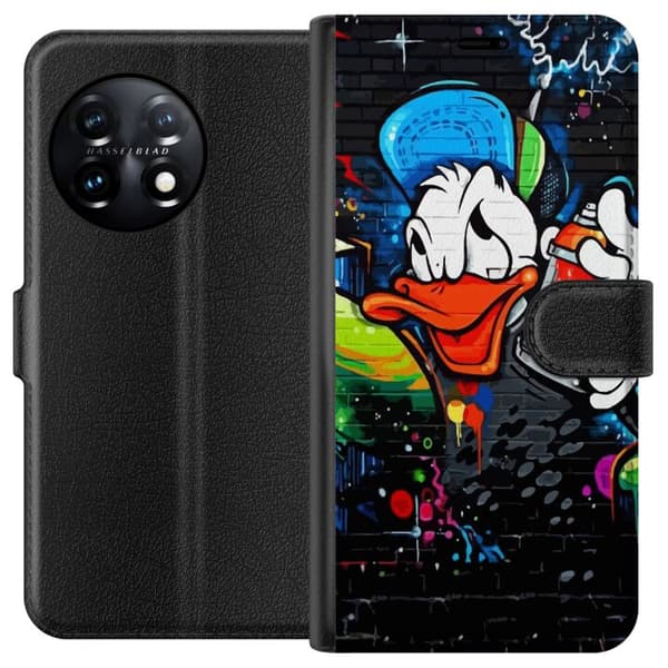 OnePlus 11 Tegnebogsetui Kalle Anka Graffiti Disney Design Sjovt Børnemotiv Farve Grafisk Populær Serie Ikonisk Disneyfigur