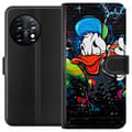 Miniatyrbillede 1 af 3: OnePlus 11 Tegnebogsetui Kalle Anka Graffiti Disney Design Sjovt Børnemotiv Farve Grafisk Populær Serie Ikonisk Disneyfigur