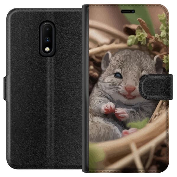 OnePlus 7 Lompakkokotelo Rotta Hymyilevä Eläinaihe Kaupunkikuva Urban Graafinen Suunnittelu Suosittu Hauska Motiivi Taide Tyyli