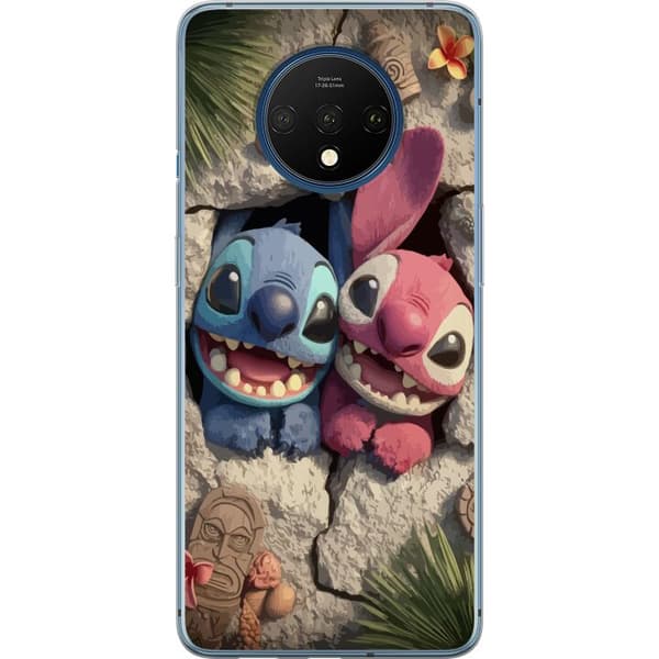 OnePlus 7T Läpinäkyvä kuori Stitch Angel Lilo & Stitch Motiivi Disney Rakkaus Sarjakuvahahmo Suosittu Sininen Avaruusolio Hauska Disney-elokuva