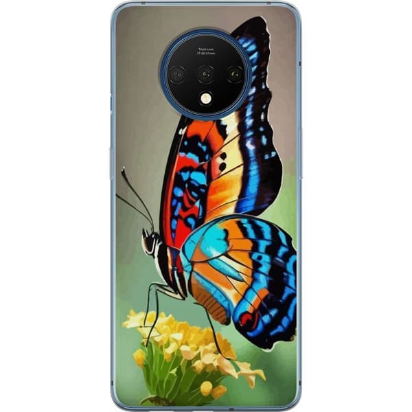OnePlus 7T Genomskinligt Skal Fjäril Natur Sommar Motiv Vingar Färgstark Design Populär Dekor Grafiskt Exotiskt Tema