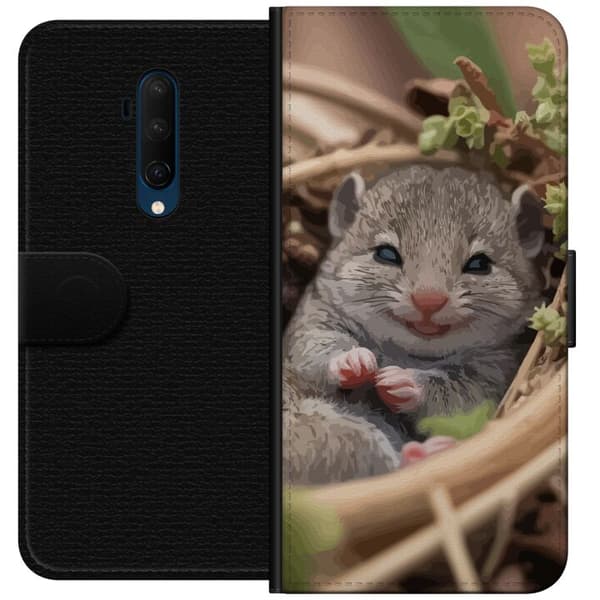 OnePlus 7T Pro Plånboksfodral Råtta Leende Djurmotiv Stadsmotiv Urban Grafisk Design Populärt Roligt Motiv Art Stil
