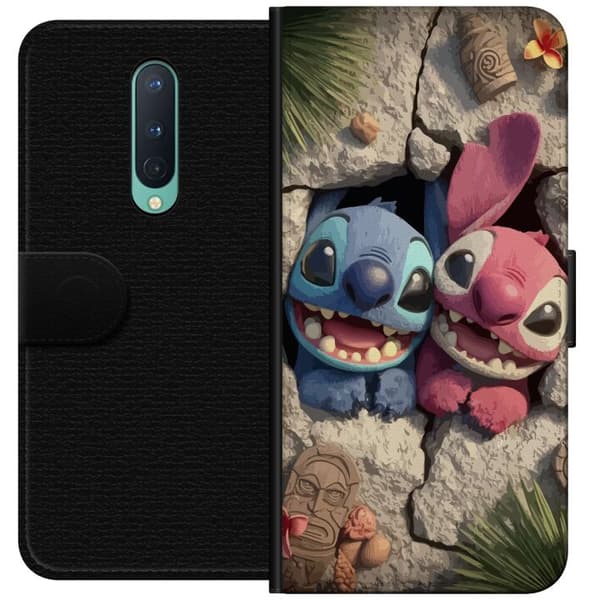 OnePlus 8 Tegnebogsetui Stitch Angel Lilo & Stitch Motiv Disney Kærlighed Tegneseriekarakter Populær Blå Alien Sjov Disney-film