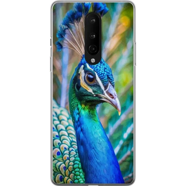 OnePlus 8 Gennemsigtig cover Påfugle Fjer Farverig Design Fuglemotiv Eksotisk Grafisk Motiv Natur Luksuriøs Dekoration