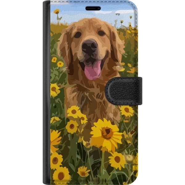 OnePlus Nord N300 Plånboksfodral Golden Retriever Solrosfält Hundmotiv Natur Sommar Design Populärt Hundras Familjefavorit