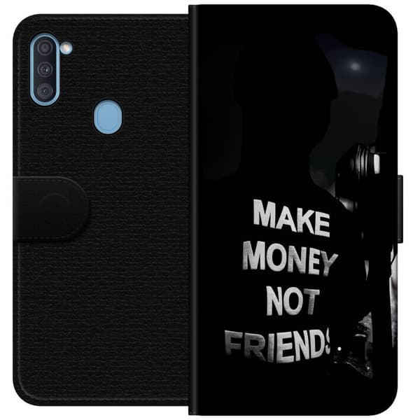 Samsung Galaxy A11 Lommeboketui Tjen Penger Ikke Venner Sitat Streetwear Tekst Design Trend Penger Livsstil Grafisk Urban Mote