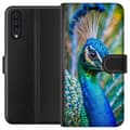 Miniatyrbillede 1 af 3: Samsung Galaxy A50 Tegnebogsetui Påfugle Fjer Farverig Design Fuglemotiv Eksotisk Grafisk Motiv Natur Luksuriøs Dekoration