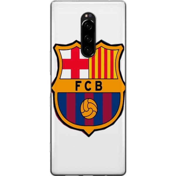 Sony Xperia 1 Genomskinligt Skal FC Barcelona Emblem Fotboll Katalonien Blå Röd Klubblogo Stolthet La Liga Fans Ikoniskt Motiv
