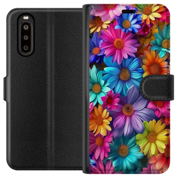Sony Xperia 10 II Tegnebogsetui Gerbera Blomster Farverigt Dekoration Blomstmotiv Populær Hjemmeindretning Farverig Vægkunst Design