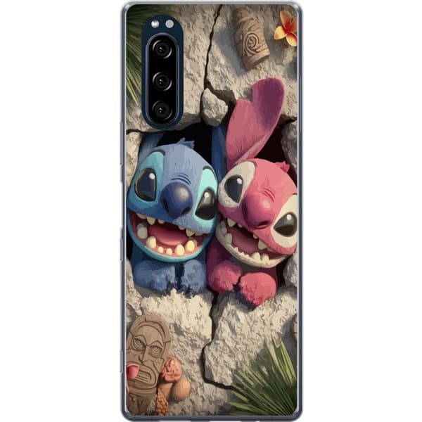 Sony Xperia 5 Läpinäkyvä kuori Stitch Angel Lilo & Stitch Motiivi Disney Rakkaus Sarjakuvahahmo Suosittu Sininen Avaruusolio Hauska Disney-elokuva