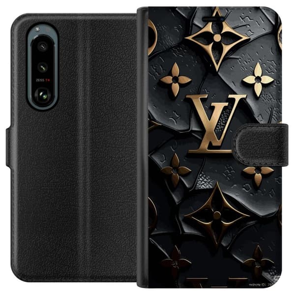 Sony Xperia 5 III Tegnebogsetui Louis Vuitton Mørk Tilstand Design Sort Luksus Stil Mode Populær Grafisk Mønster Modeikon Luksusmærke
