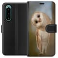 Miniatyrbild 1 av 3: Sony Xperia 5 IV Plånboksfodral Uggla Nyfiken Blick Fågelmotiv Skog Natur Grafiskt Design Populärt Motiv Djur Tema Dekoration
