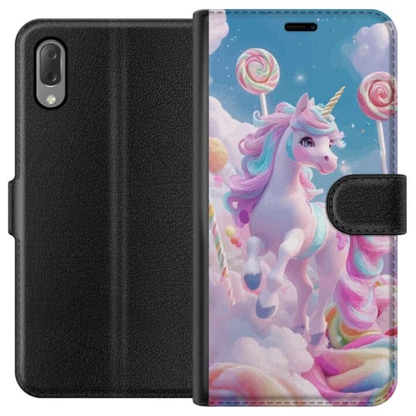 Sony Xperia L3 Plånboksfodral Enhörning Candy Pastell Kawaii Motiv Söt Populär Färg Grafiskt Trend Barn Motiv Fantasy Art