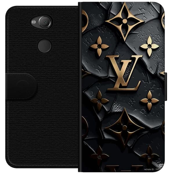 Sony Xperia XA2 Lommeboketui Louis Vuitton Mørk Modus Design Svart Luksus Stil Mote Populære Grafisk Mønster Moteikon Luksusmerke