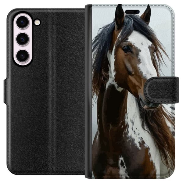Samsung Galaxy S23+ Plånboksfodral Häst Djurmotiv Grafisk Design Natur Kraftfullt Motiv Populär Väggkonst Djurtema Ridning
