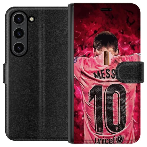 Samsung Galaxy S24+ Plånboksfodral Messi Fotboll Barcelona Argentina Motiv Legendarisk Spelare FC Barcelona Nummer 10 Sport Fotboll