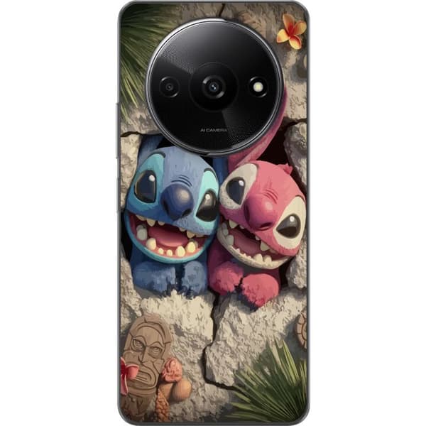 Xiaomi Redmi A3 Genomskinligt Skal Stitch Angel Lilo & Stitch Motiv Disney Kärlek Seriefigur Populär Blå Alien Rolig Disneyfilm