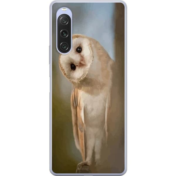 Sony Xperia 10 V Gennemsigtig cover Ugle Nysgerrig Blik Fuglemotiv Skov Natur Grafisk Design Populært Motiv Dyr Tema Dekoration