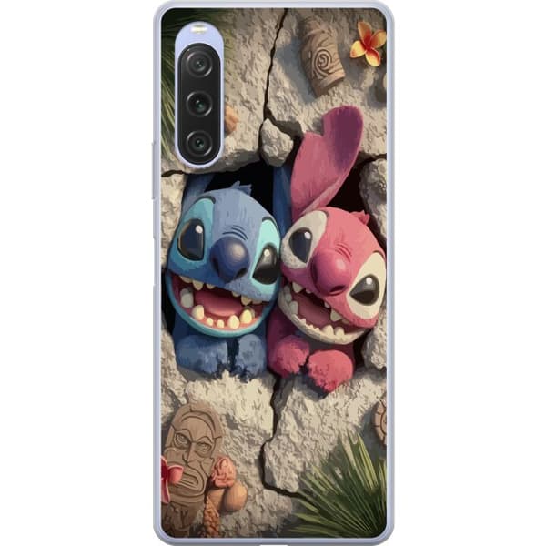Sony Xperia 10 V Gjennomsiktig deksel Stitch Angel Lilo & Stitch Motiv Disney Kjærlighet Seriefigur Populær Blå Alien Morsom Disneyfilm