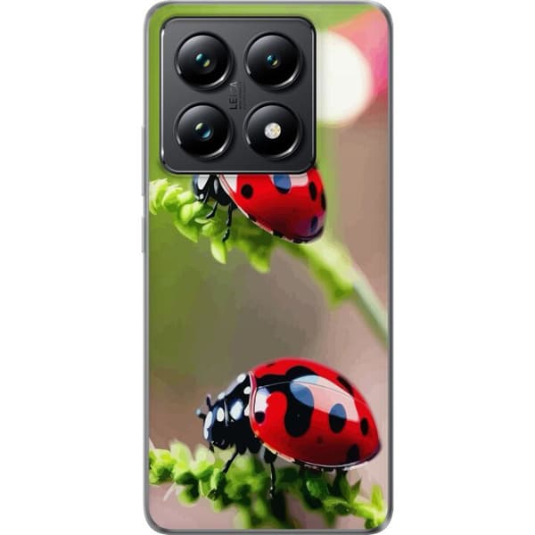 Xiaomi 14T Pro Genomskinligt Skal Nyckelpiga Insekt Lycka Symbol Naturmotiv Populärt Grafiskt Motiv Dekoration Sommar Tur