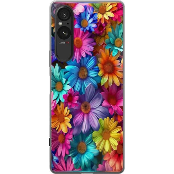 Sony Xperia 10 VI Genomskinligt Skal Gerbera Blommor Färgglad Dekor Blommotiv Populärt Heminredning Färg Rik Väggkonst Design
