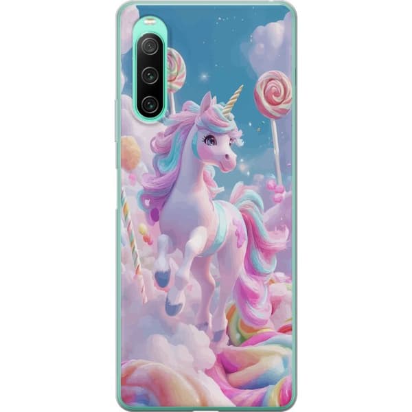 Sony Xperia 10 IV Genomskinligt Skal Enhörning Candy Pastell Kawaii Motiv Söt Populär Färg Grafiskt Trend Barn Motiv Fantasy Art