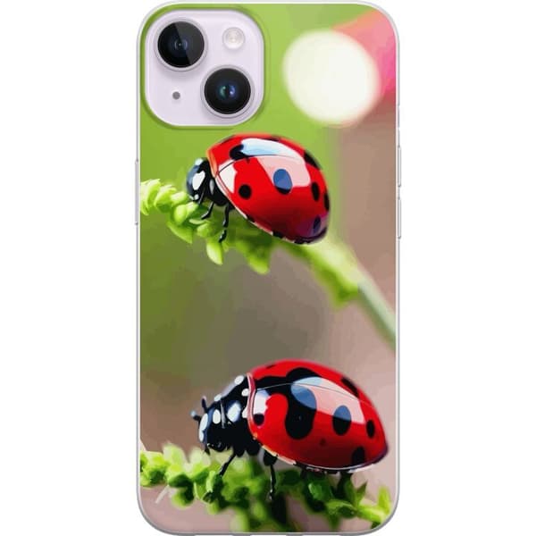 Apple iPhone 15 Gennemsigtig cover Ladybug Insekt Held Symbol Naturlig Motiv Populær Grafisk Motiv Dekoration Sommer Tur