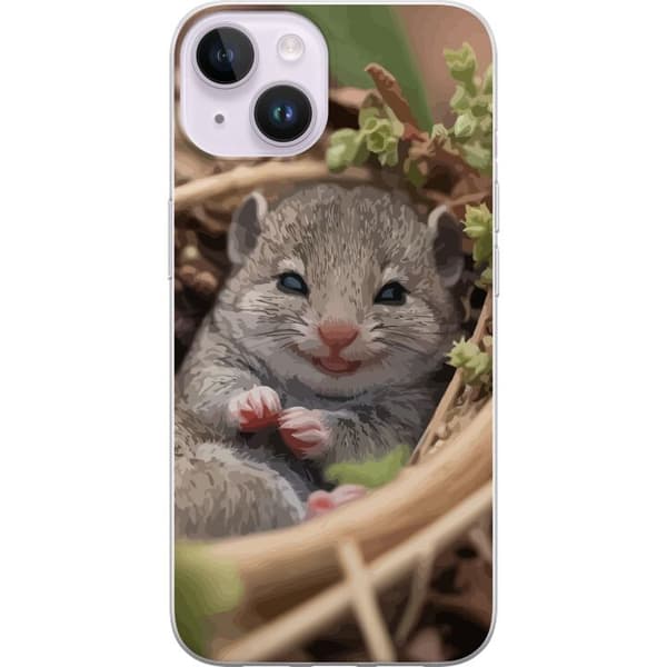 Apple iPhone 15 Genomskinligt Skal Råtta Leende Djurmotiv Stadsmotiv Urban Grafisk Design Populärt Roligt Motiv Art Stil