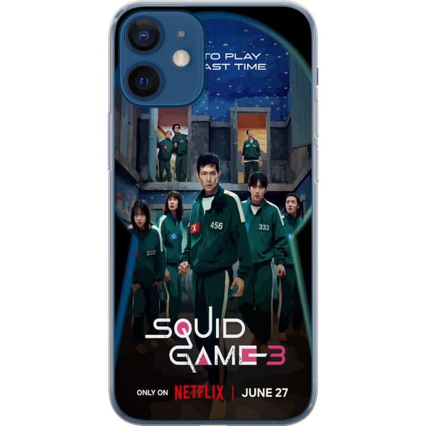 Apple iPhone 12 Genomskinligt Skal Squid Game Säsong 3 Seriefigurer Populärt TV Serie Motiv Ikoner Spänning Drama Asiatisk Design Trend