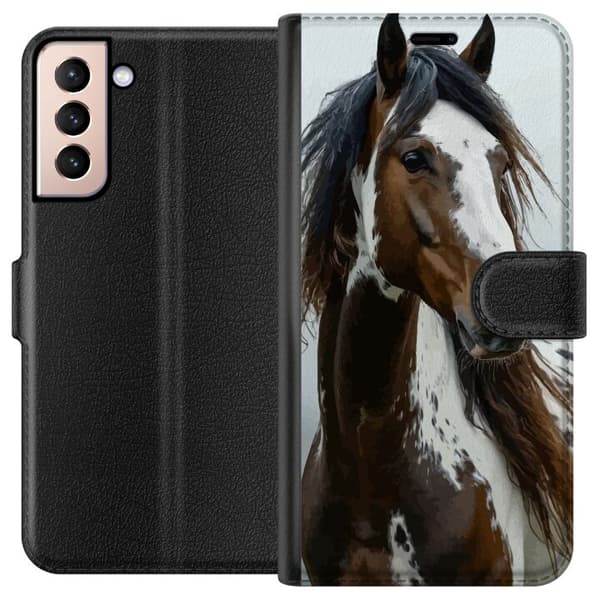 Samsung Galaxy S21 Lommeboketui Hest Dyremotiv Grafisk Design Natur Kraftig Motiv Populær Veggkunst Dyretema Ridning