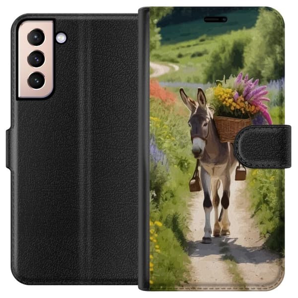 Samsung Galaxy S21 Plånboksfodral Åsna Djurmotiv Rolig Design Naturmotiv Populär Dekor Humor Grafiskt Djurtema Exotiskt