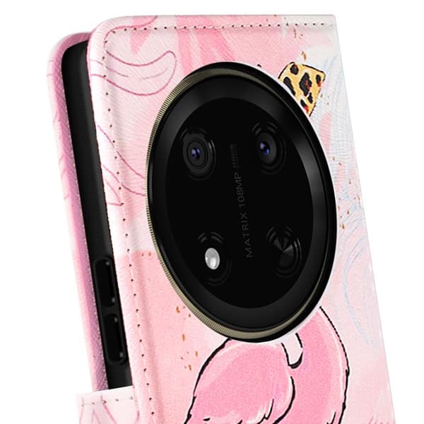 Fågel-etui för Honor Magic 7 Lite Flamant Rose-mönster Plånbok