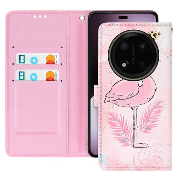 Fågel-etui för Honor Magic 7 Lite Flamant Rose-mönster Plånbok
