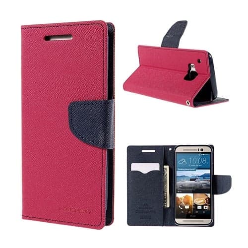 Mercury HTC One M9 Læder Flip Etui med Kortholder - Hot Pink