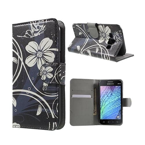 Moberg (Vita Blommor) Samsung Galaxy J1 Fodral