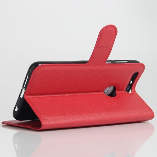 Mankell Huawei Honor 8 Litchi Texture Leather Case - Red Orange