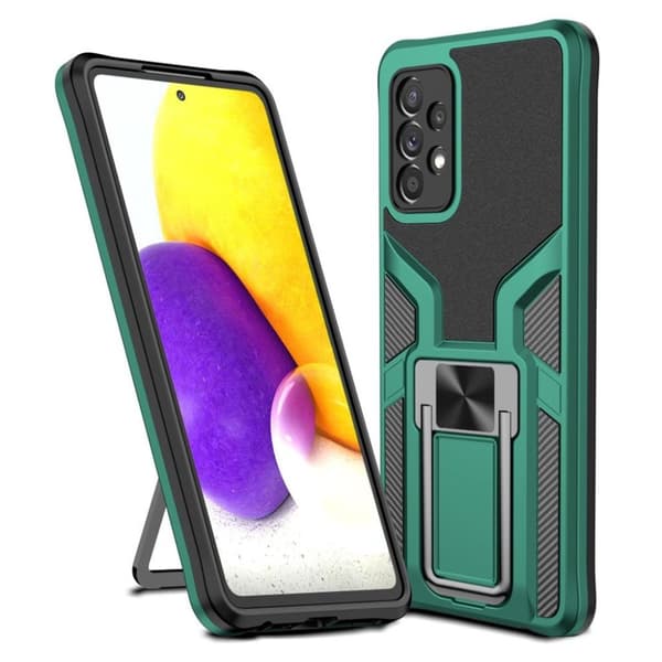 Shockproof Hybrid Suojakuori With Kickstand For Samsung Galaxy A72 5G - Vihreä